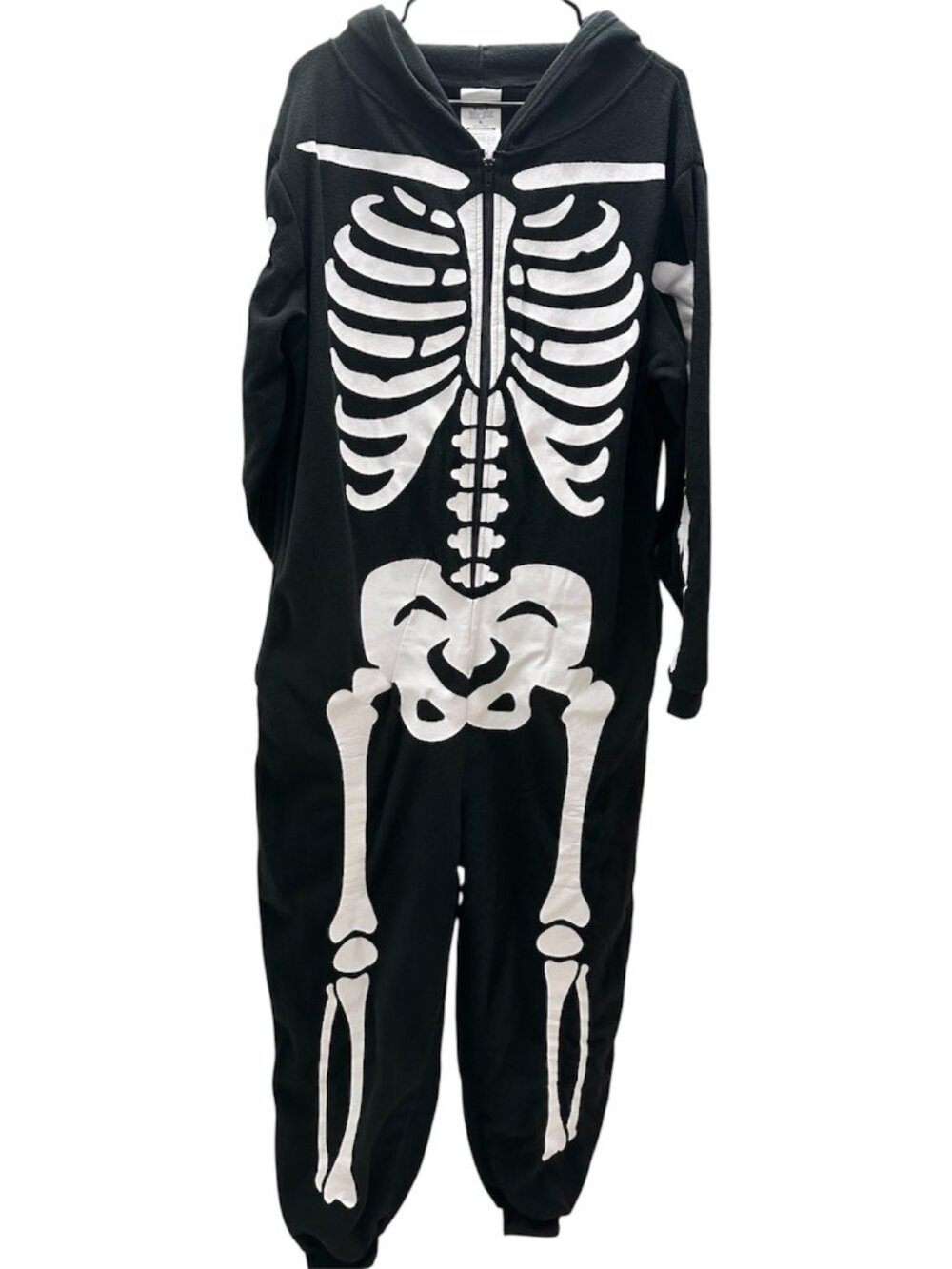 Mens Halloween Skeleton Jumpsuit Hooded Cosplay Costume Adult XL Pre-owned